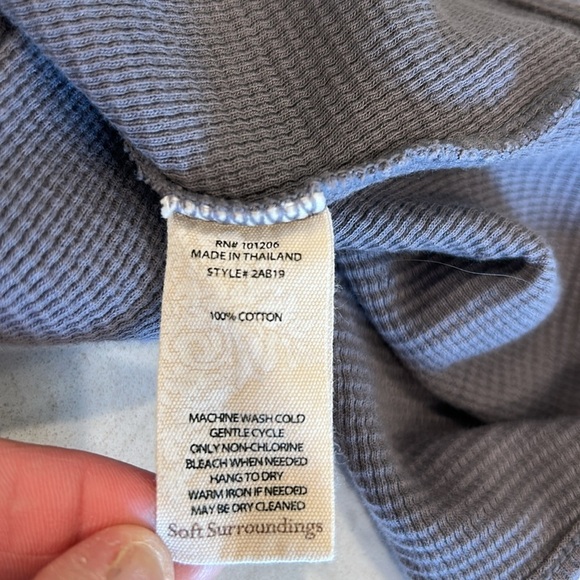 Soft Surroundings Take Two Tunic Top Large Grey Waffle Thermal Lagenlook - Picture 11 of 16